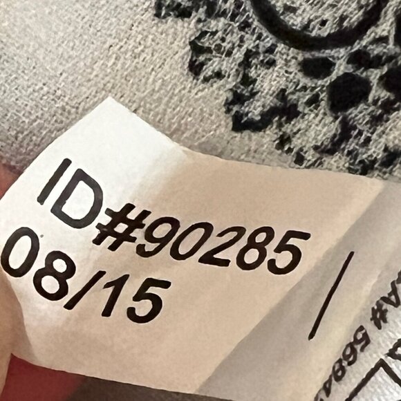 Express Top White w Black Print Portofino Sheer Button‎ Long Sleeve Career Sz SP - Picture 10 of 10